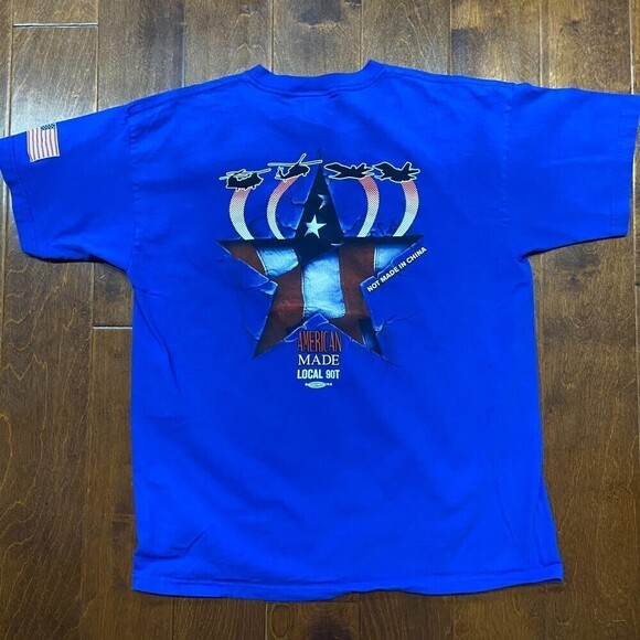 Union Made Vintage Chemical Workers Union American Tee Blue Men's Size XL - Picture 5 of 9